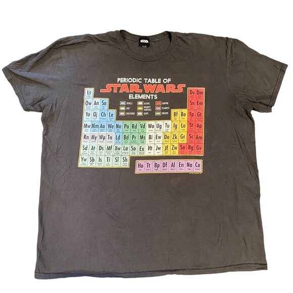 Lucas Films Star Wars Periodic Table 2X Gray Tshirt Graphic Print Lightweight - Picture 11 of 11